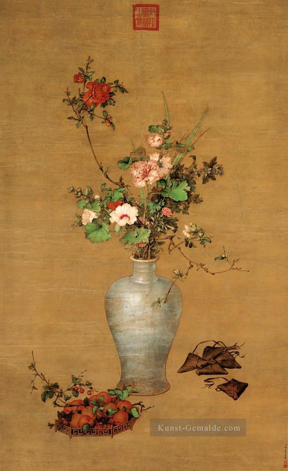 Lang leuchtende Blumen am Mittag alte China Tinte Giuseppe Castiglione Ölgemälde